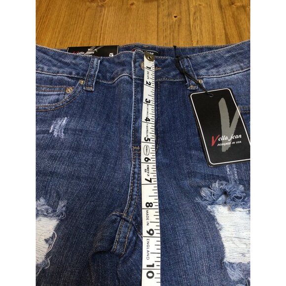 Vella Jean Womens Distressed Skinny Jeans Size 5 Cotton Blend Blue Stretch - Picture 8 of 9
